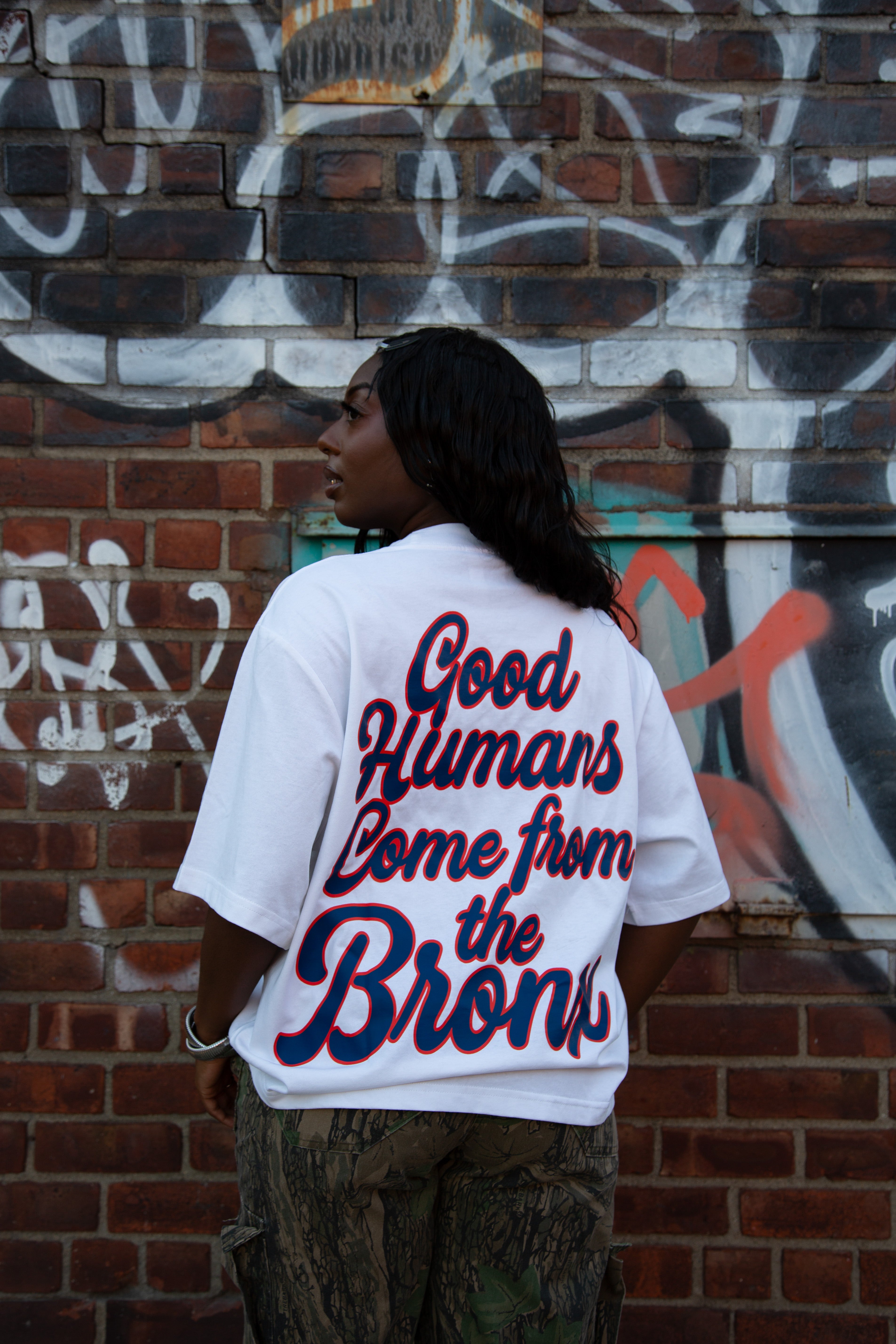 Good Humans Come From The Bronx Tee- White